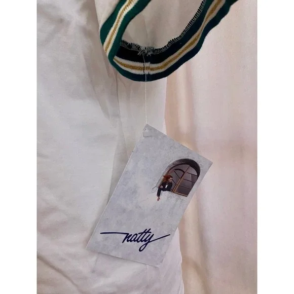 NWT Natty Golf white Polo Shirt sparkly embellished accents Women's Small - Picture 7 of 7